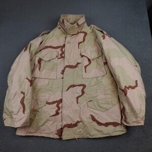 Vintage Desert Camo Cold Weather Jacket Mens Large Beige Field Military Class 4